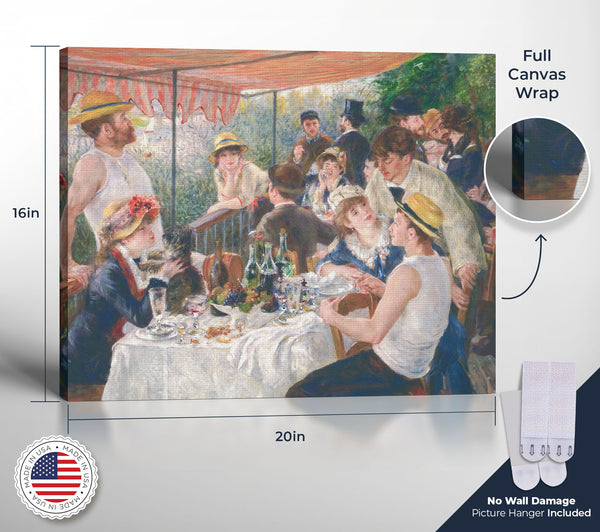 Famous Art Prints, Fine Art Prints on Canvas, Luncheon of the Boating Party by Pierre Auguste Renoir, Ready To Hang for Living Room Home Wall Decor, C2402