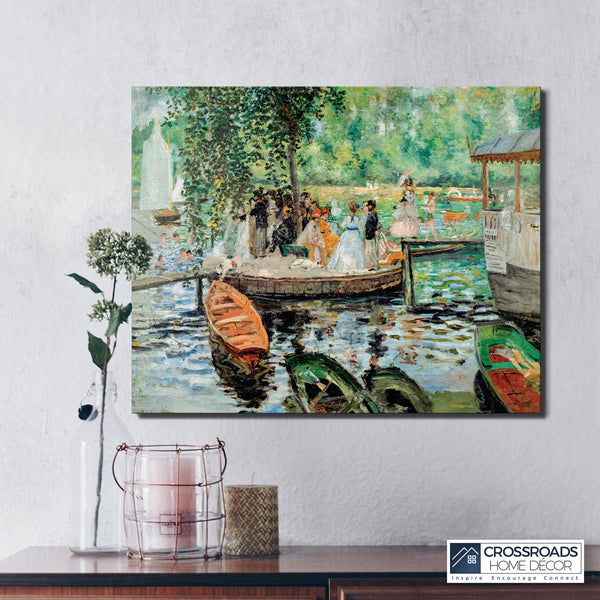 Famous Paintings Renior Canvas Wall Art, Fine Art Prints, La Grenouillere, The Frog Pond by Pierre Auguste Renoir, Ready To Hang for Living Room Home Wall Decor, C2403