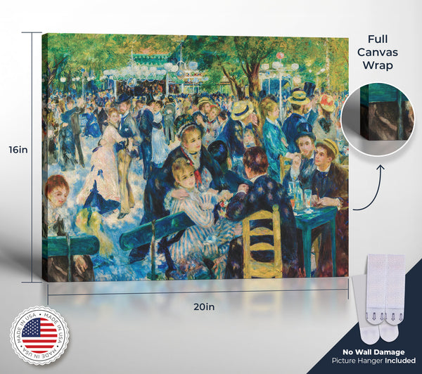 Dance Wall Art, Dance Posters, Famous Paintings Wall Art, Dance at Le Moulin De La Galette by Auguste Renoir, Ready To Hang for Living Room Home Wall Decor, C2404