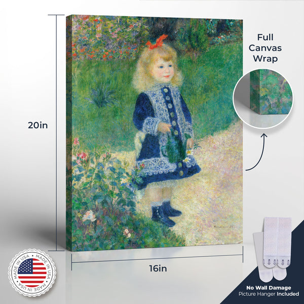 Colorful Decor, Cute Wall Art, Vintage Nursery Decor, Girl with Watering Can by Pierre Auguste Renoir, Ready To Hang for Living Room Home Wall Decor, C2406