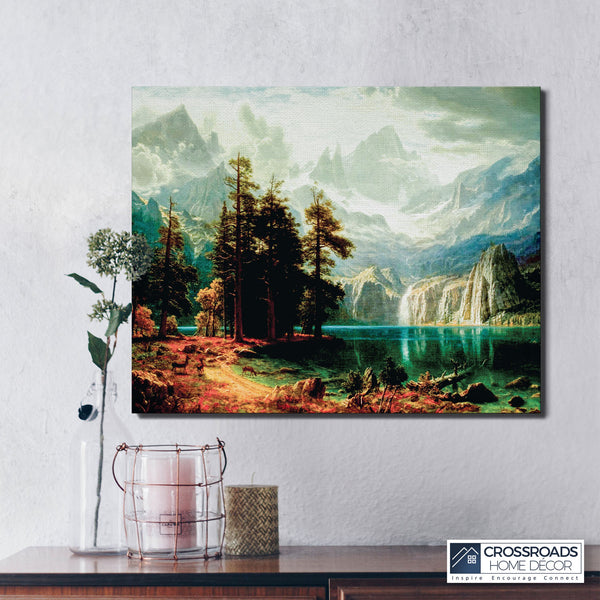 Famous Paintings, Albert Bierstadt Paintings Sierra Nevada in California Canvas Print, Fine Art, Fine Art Oil Paintings, Ready To Hang for Living Room Home Wall Decor, C2410