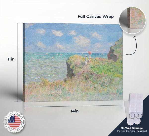 Monet Wall Art, Impressionist Wall Art, Cliff Walk At Purville Canvas Print, Fine Art Prints, Famous Paintings, Living Room Wall Art, Ready To Hang for Living Room Home Wall Decor, C2413