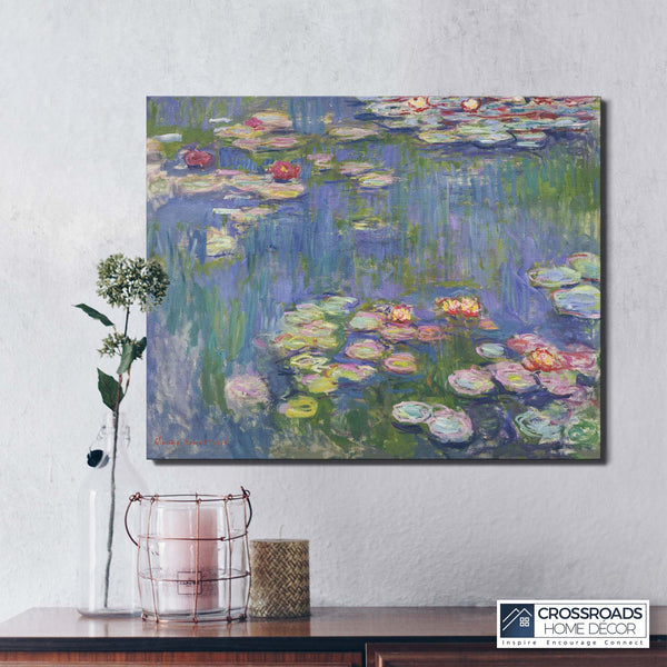 Lily Painting, Monet Wall Art, Water Lily Pond Canvas Print, Impressionist Wall Art, Lily Canvas Wall Art, Ready To Hang for Living Room Home Wall Decor, C2414