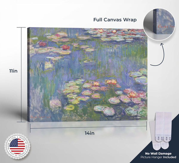 Lily Painting, Monet Wall Art, Water Lily Pond Canvas Print, Impressionist Wall Art, Lily Canvas Wall Art, Ready To Hang for Living Room Home Wall Decor, C2414