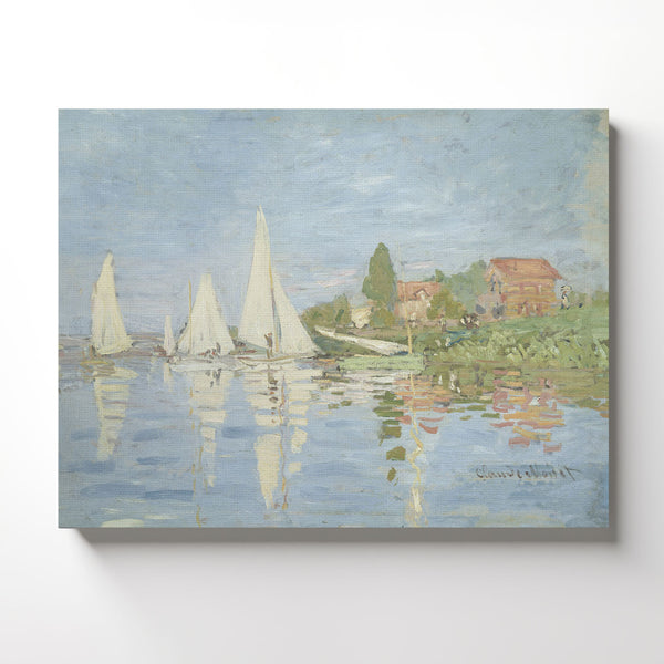 Famous Paintings Wall Art, Famous Art Prints, Monet Canvas Wall Art, Regattas at Argenteuil Canvas Print, Ready To Hang for Living Room Home Wall Decor, C2416