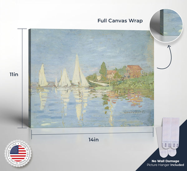 Famous Paintings Wall Art, Famous Art Prints, Monet Canvas Wall Art, Regattas at Argenteuil Canvas Print, Ready To Hang for Living Room Home Wall Decor, C2416