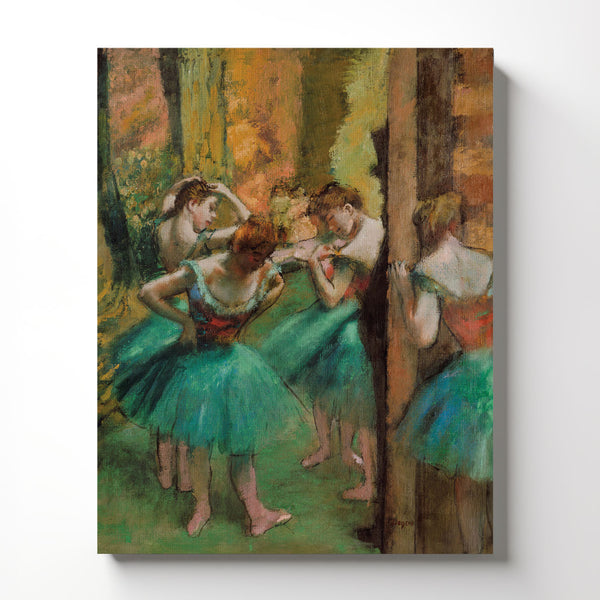 Fine Art Oil Painting, Degas Wall Art, Dancer Pictures, Dancers in Pink and Green Canvas Print, Impressionist Wall Art, Ready To Hang for Living Room Home Wall Decor, C2421