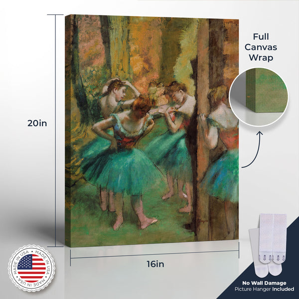 Fine Art Oil Painting, Degas Wall Art, Dancer Pictures, Dancers in Pink and Green Canvas Print, Impressionist Wall Art, Ready To Hang for Living Room Home Wall Decor, C2421