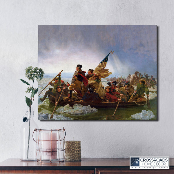 Washington Crossing the Delaware Canvas Frame, George Washington Painting, Washington Canvas, Washington’s Crossing, Ready To Hang for Living Room Home Wall Art C2423