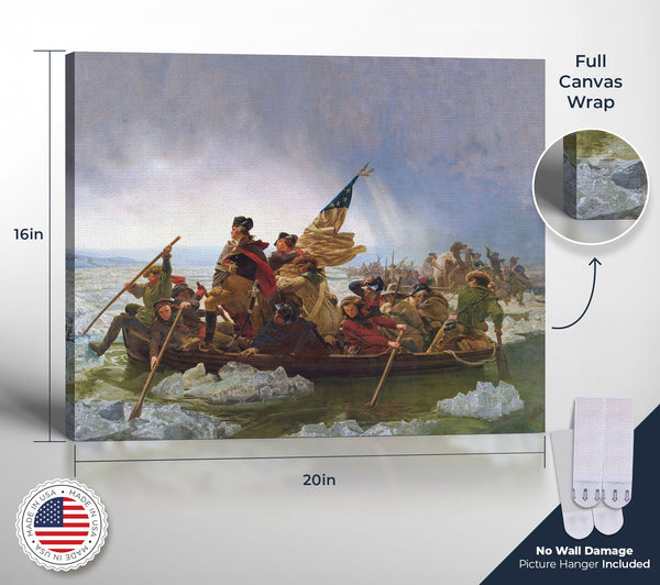 Washington Crossing the Delaware Canvas Frame, George Washington Painting, Washington Canvas, Washington’s Crossing, Ready To Hang for Living Room Home Wall Art C2423