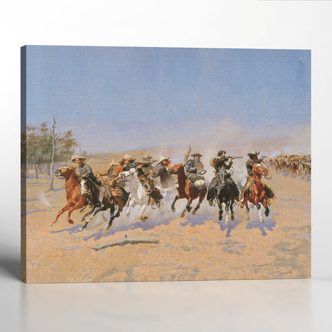 Cowboy Decor, Dash To The Timbers by Frederic Remington Canvas Print, Wester Wall Art, Western Art Cowboy Wall Decor, Ready To Hang for Living Room Home Wall Decor, C2425