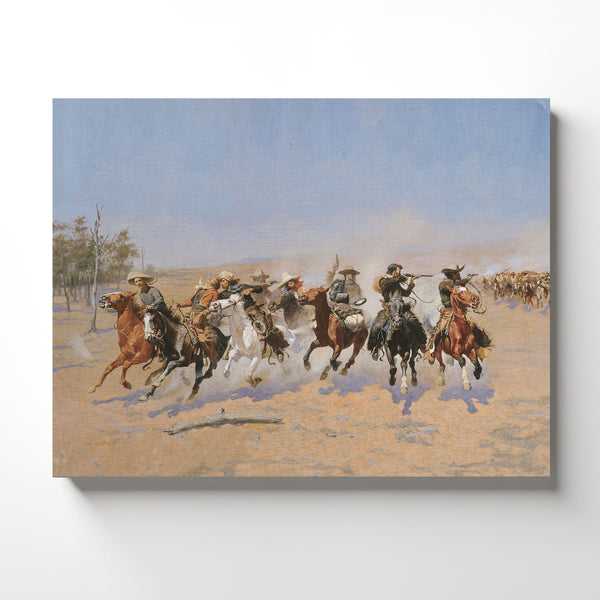 Cowboy Decor, Dash To The Timbers by Frederic Remington Canvas Print, Wester Wall Art, Western Art Cowboy Wall Decor, Ready To Hang for Living Room Home Wall Decor, C2425