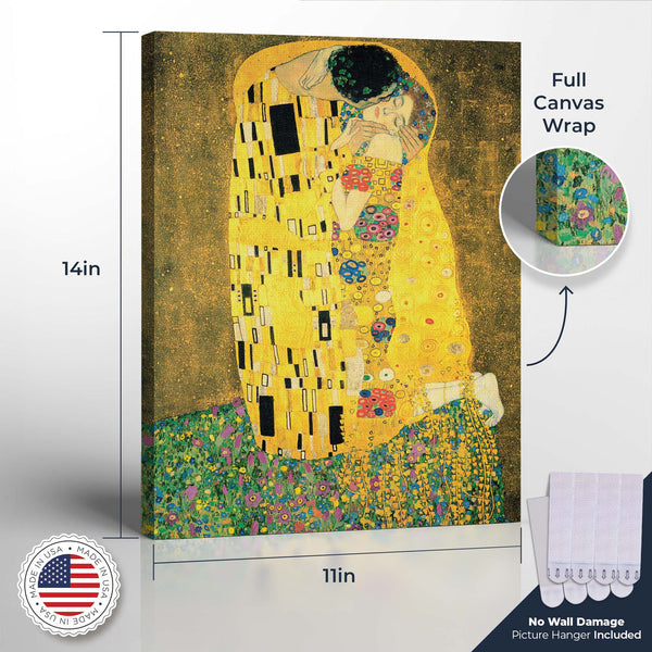 Gustav Klimt Wall Art, The Kiss Canvas Print, Klimt the Kiss, Fine Art, Famous Oil Paintings, The Kiss Art Canvas, Ready To Hang for Living Room Home Wall Decor, C2427