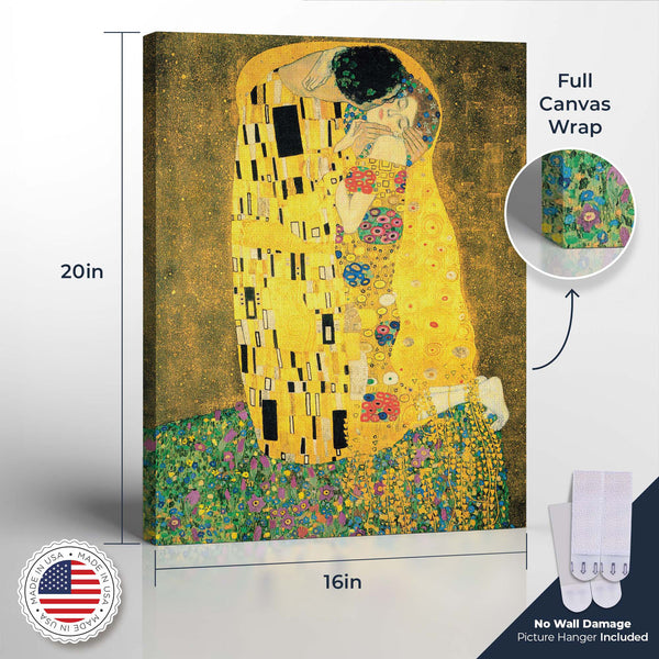Gustav Klimt Wall Art, The Kiss Canvas Print, Klimt the Kiss, Fine Art, Famous Oil Paintings, The Kiss Art Canvas, Ready To Hang for Living Room Home Wall Decor, C2427