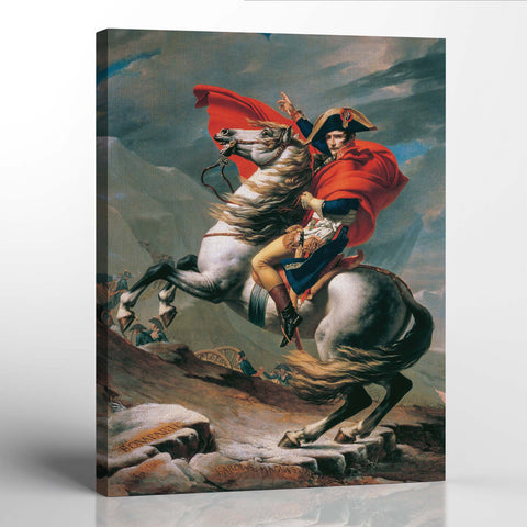 Fine Art Oil Painting Jacques Louis David Napoleon Crossing The Alps Canvas Print, Napoleon Portrait, Napoleon Painting, Ready To Hang for Living Room Home Wall Decor, C2433