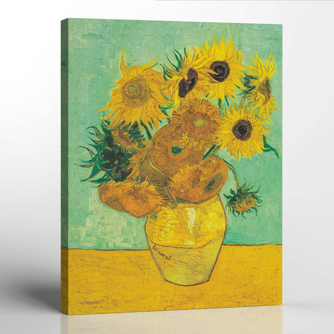 Van Gogh Canvas Wall Art, Twelve Sunflowers Canvas Print, sunflower canvas wall art, Van Gogh sunflowers, Ready To Hang for Living Room Home Wall Decor, C2435