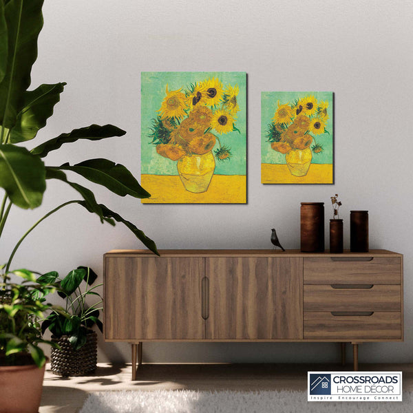 Van Gogh Canvas Wall Art, Twelve Sunflowers Canvas Print, sunflower canvas wall art, Van Gogh sunflowers, Ready To Hang for Living Room Home Wall Decor, C2435