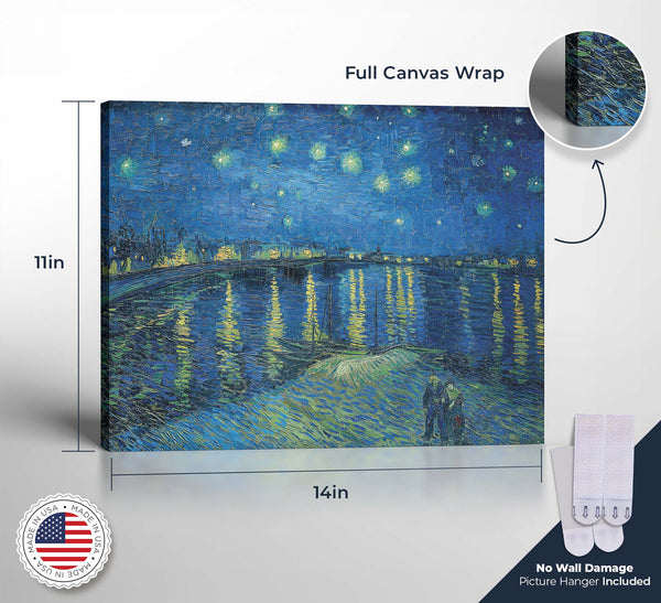 Starry Night Decor, Van Gogh Wall Art Starry Night Over the Rhone Canvas Print, Van Gogh Canvas Wall Art, Ready To Hang for Living Room Home Wall Decor, C2439