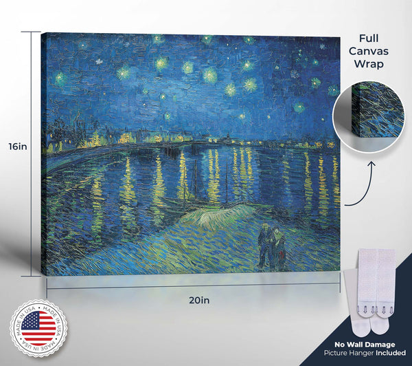 Starry Night Decor, Van Gogh Wall Art Starry Night Over the Rhone Canvas Print, Van Gogh Canvas Wall Art, Ready To Hang for Living Room Home Wall Decor, C2439