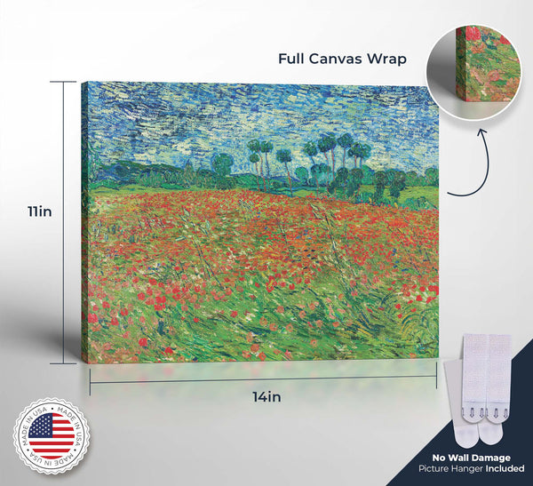 Van Gogh Wall Art, Poppy Field Canvas Print, Poppy Field, Famous Art Prints, Van Gogh Canvas Wall Art, Ready To Hang for Living Room Home Wall Art, C2446