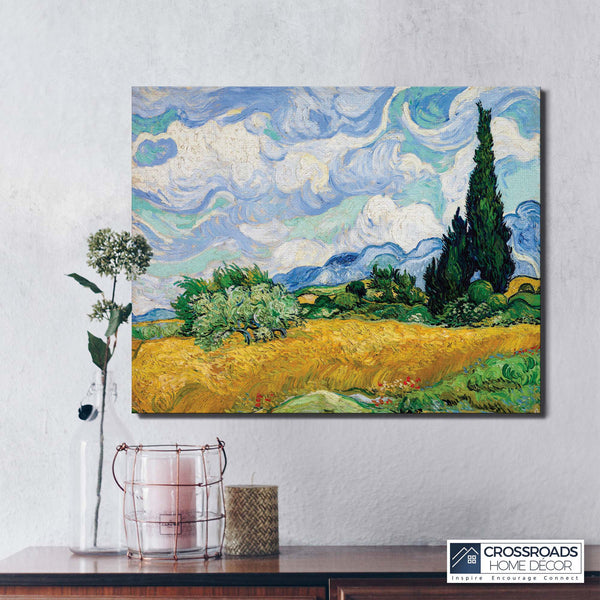 Wheat Field with Cypress by Van Gogh, Van Gogh Cypresses, Painting Wall Art, Van Gogh Wall Art, Ready To Hang for Living Room Home Wall Decor, C2448