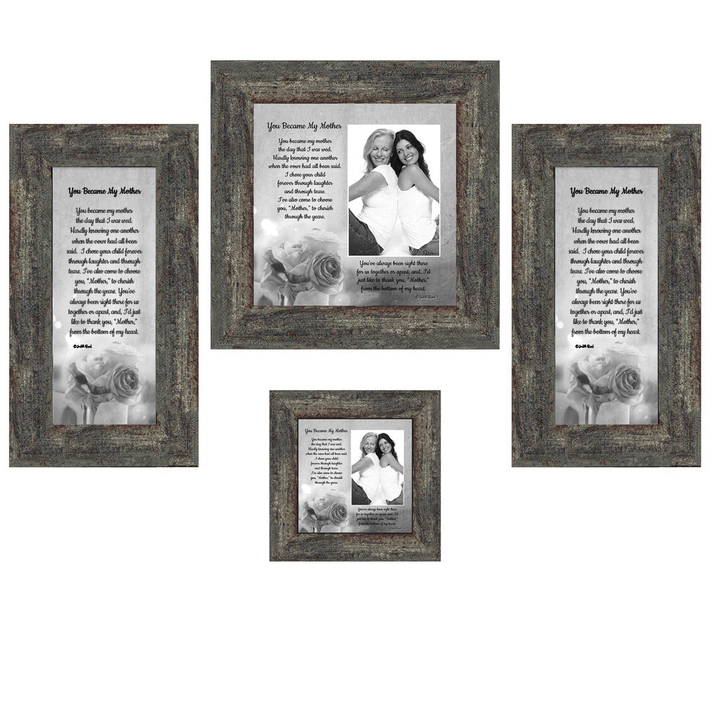 Picture Frame Set, 4 Piece Customizable Gallery Multi pack, 1-8x8, 1-4x4, 2-4x10, for Tabletop or Wall Display