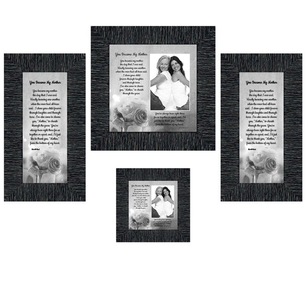 Picture Frame Set, 4 Piece Customizable Gallery Multi pack, 1-8x8, 1-4x4, 2-4x10, for Tabletop or Wall Display