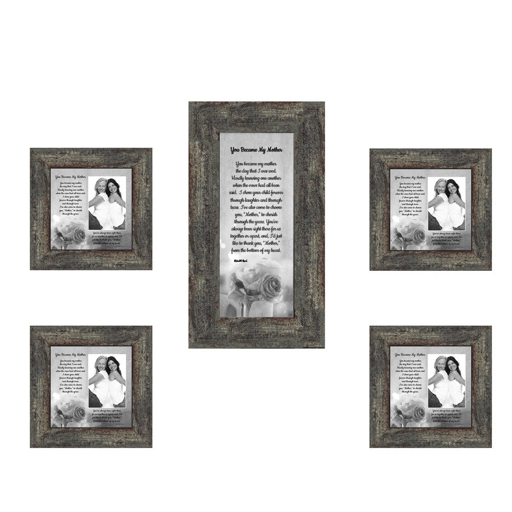Picture Frame Set, 5 Piece Customizable Multi pack, 1-4x10, 4-4x4, for Instagram Photo Wall Gallery or Tabletop Display