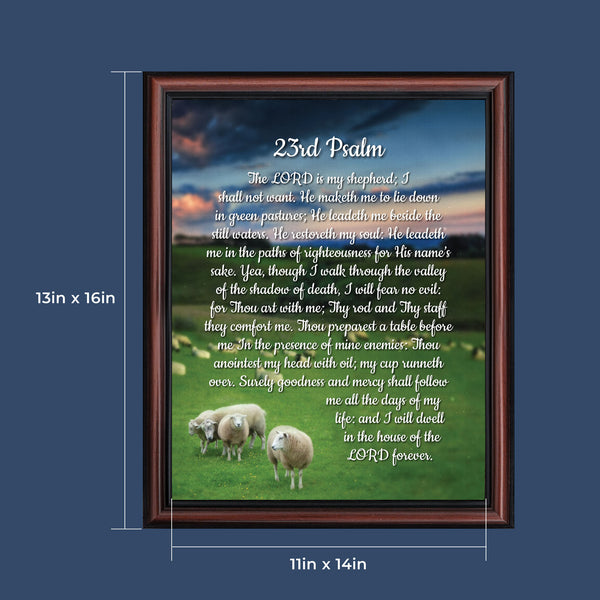 Psalm 23 Christian Wall Art, The Lord is My Shepherd Bible Verses Wall Decor, Christian Decorations for Home, Framed Christian Plaque with Comforting and Encouraging and Words, 2110
