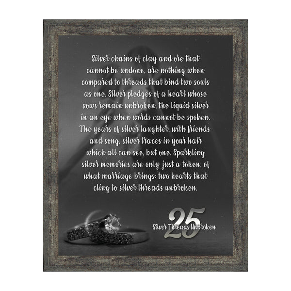 25th Wedding Anniversary Gifts for Couples, 25th Anniversary Gift for Husband or Wife, Silver 25th Anniversary Card, 25th Anniversary Table Decorations, A Couples Silver Anniversary, 6303