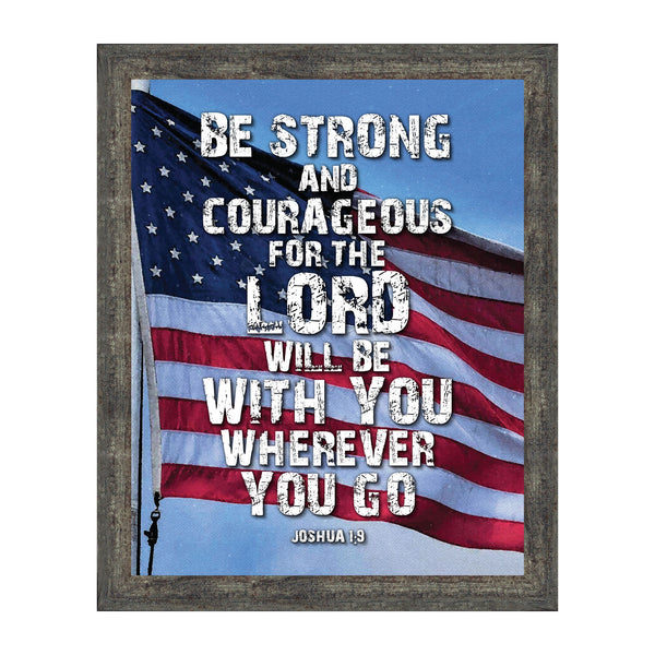 Be Strong and Courageous, Joshua 1:9, Graduation Gift with Bible Verse, Inspirational Wall Decor, 10x10 6421