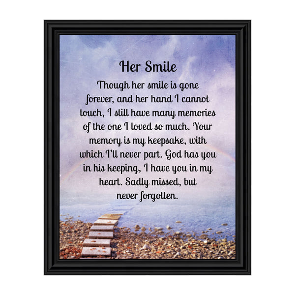Sympathy Gifts for Loss of Mother, Condolence Gift, In Loving Memory Memorial Gifts for Loss of Wife, Mom, Grandma or Sister, Bereavement Gifts to Remember Her Smile, Memorial Picture Frame, 2181