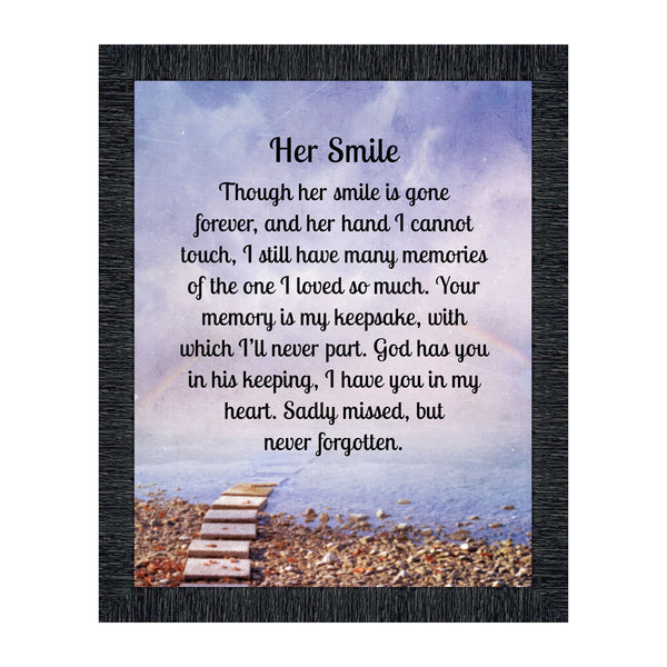 Sympathy Gifts for Loss of Mother, Condolence Gift, In Loving Memory Memorial Gifts for Loss of Wife, Mom, Grandma or Sister, Bereavement Gifts to Remember Her Smile, Memorial Picture Frame, 2181
