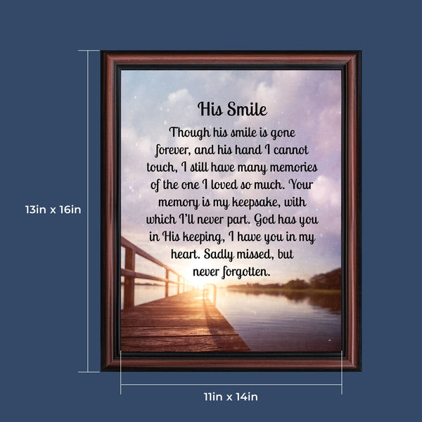Sympathy Gifts for Loss of Husband, Memorial Gift, His Smile In Memory of Loved One, Picture Frames for Sympathy Gift Baskets, Bereavement Gifts for Loss of Father, Loss of Son Condolence Gift, 2182