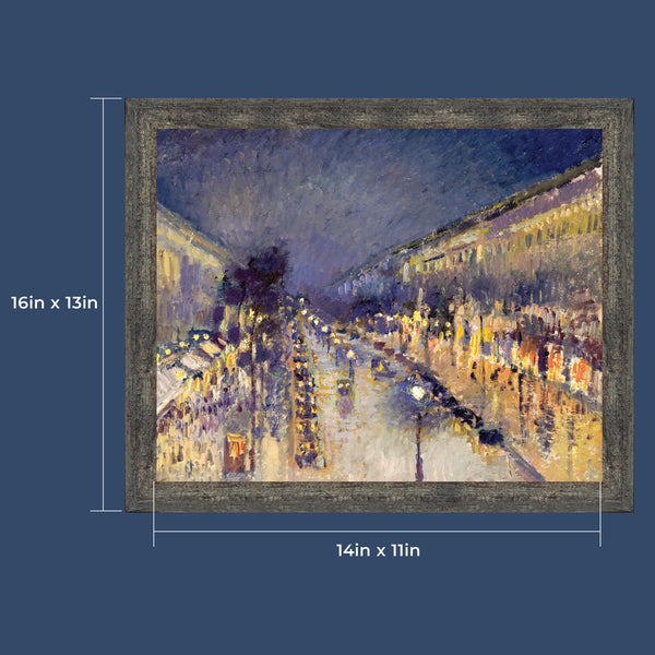The Boulevard Montmartre at Night by Camille Pissaro, Modern Urban Wall Art, 11x14 2408