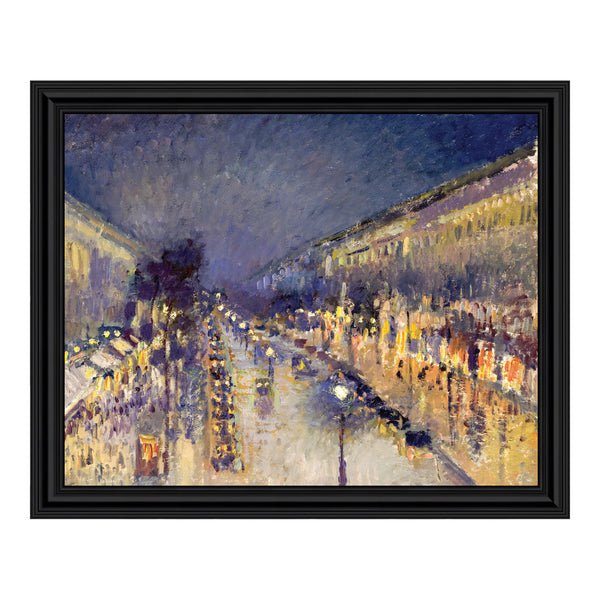 The Boulevard Montmartre at Night by Camille Pissaro, Modern Urban Wall Art, 11x14 2408