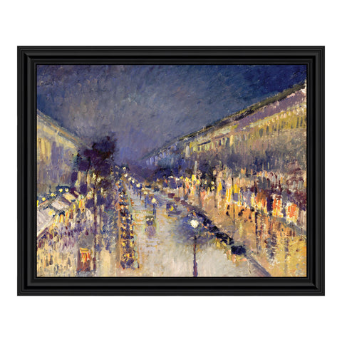 The Boulevard Montmartre at Night by Camille Pissaro, Modern Urban Wall Art, 11x14 2408