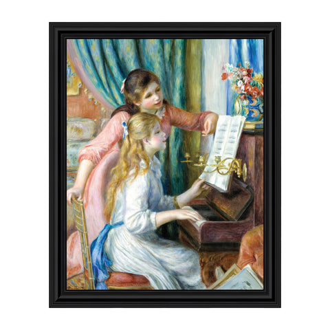 Young Girls at the Piano by Pierre-Auguste Renoir Framed Wall Art, Fantastic Wall Art for Young Girls Room or Home Décor in Your Living Room, 11x14 2409