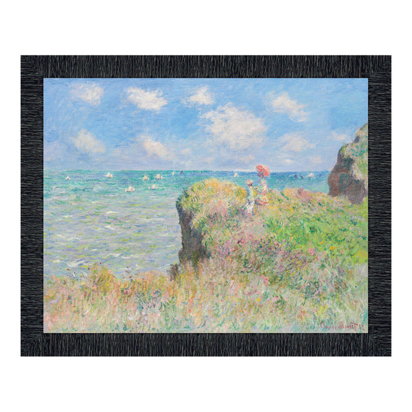 Cliff Walk by Claude Monet Framed Wall Art Print, Seaside Artwork in Impressionist Art Style, 11x14, 2413