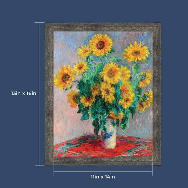 Bouquet of Sunflowers by Claude Monet Framed Wall Art Print, Excellent Kitchen or Living Room Wall Decor, 11x14, 2415