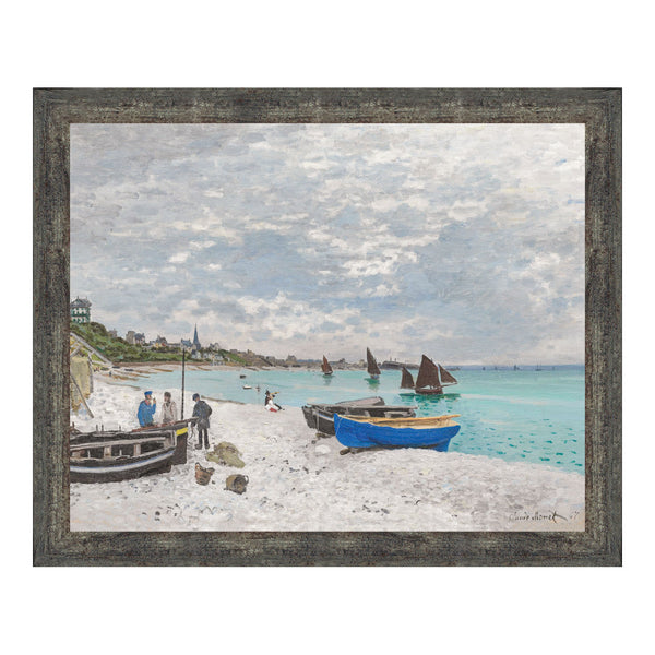 Beach at Sainte-Adresse by Claude Monet Framed Wall Art Print, Coastal Wall Decor, 11x14 2420