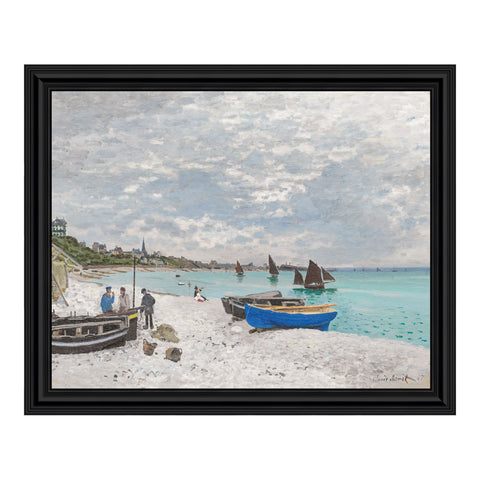 Beach at Sainte-Adresse by Claude Monet Framed Wall Art Print, Coastal Wall Decor, 11x14 2420