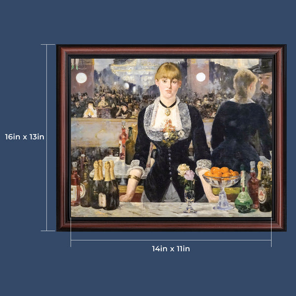 A Bar at Folies Bergere by Eduard Manet, Framed Wall Art Print, Wonderful Bar Decor for Home or Office, 11x14, 2422