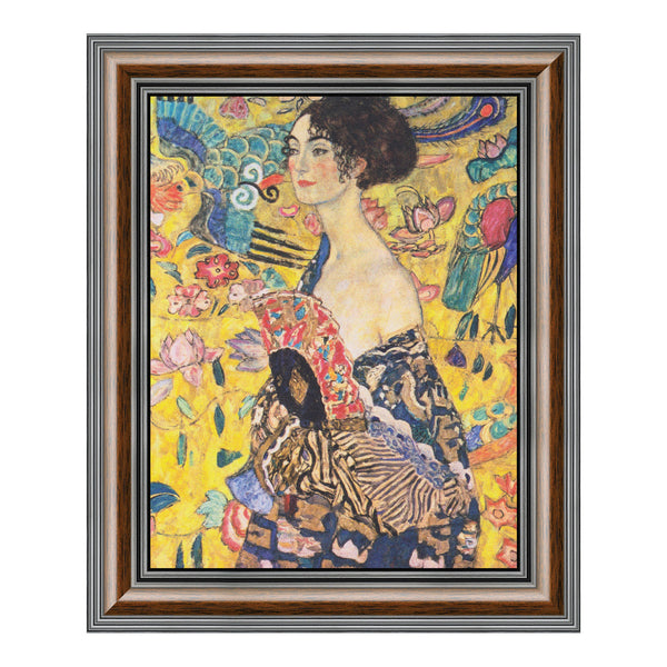 Lady With a Fan by Gustav Klimt, Framed Wall Art Print, Bright, Colorful Gustav Klimt Art, Living Room or Office Wall Art, 11x14, 2429