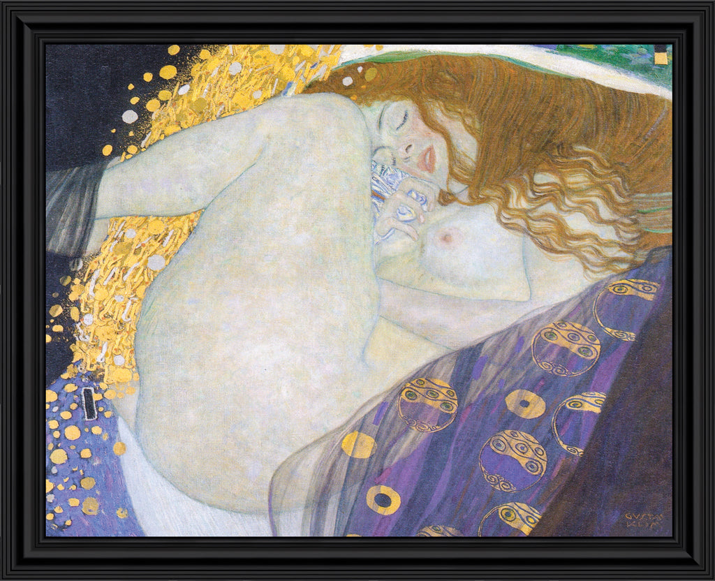 Gustav Klimt Framed Print Danae, World Famous Wall Art Collection, Gustav Klimt Wall Art, Modern Decor Artwork for Home Walls, 11X14, 2431