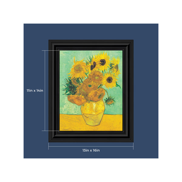 Twelve Sunflowers by Vincent Van Gogh, Framed Wall Art Print, Wonderful Addition to Home Decor, 11x14, 2435