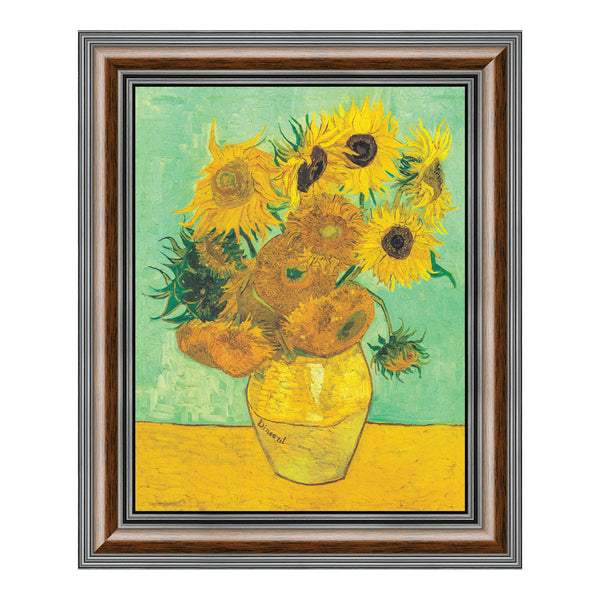 Twelve Sunflowers by Vincent Van Gogh, Framed Wall Art Print, Wonderful Addition to Home Decor, 11x14, 2435