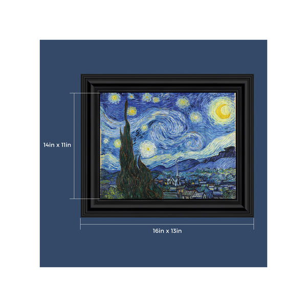 Starry Night by Vincent Van Gogh Framed Art, Wall Decor for Your Office or Living Room, 11x14, 2436