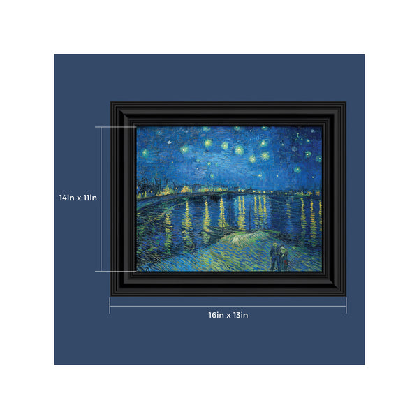 Starry Night Over the Rhone by Vincent Van Gogh Framed Wall Art Print for Living Room or Bedroom Home Decor, 11x14, 2439