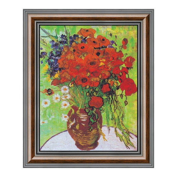 Red Poppies and Daisies by Vincent Van Gogh Framed Print, Red Flower Design for Home Decor, 11x14, 2440